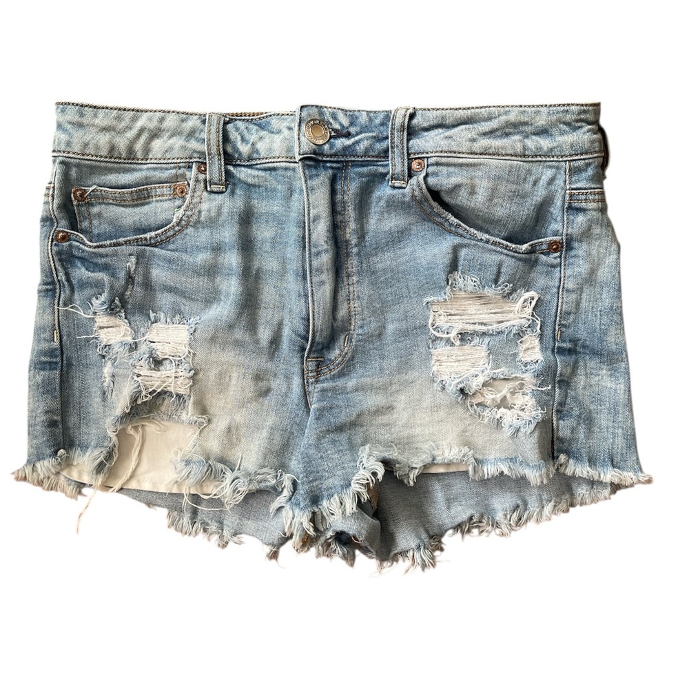 American Eagle Outfitters Light Blue Distressed Jean Shorts